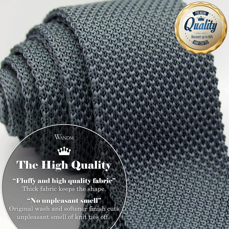 WANDM Men's Pointed Knit Tie Necktie Width 2.75 inches Washable