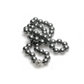 Schmuckwilly mk0015z Women's Shell Pearl Necklace with Magnetic Clasp, Real Shell, Grey, Silver Plated