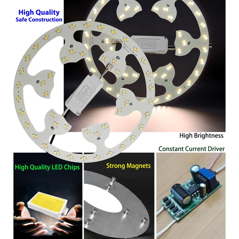 Zhairdalstar 24W LED Flush Mount Ceiling Fan Ring Light Kit