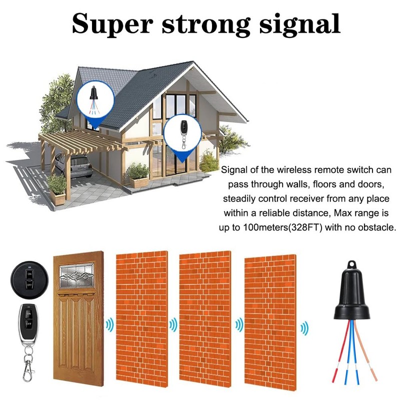 NEWNEWLIU AC100V Waterproof Wireless Light Switch and Receiver kit,AC100V/120V/240V/10A Relay