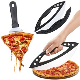 Fzyisw 30cm Large Pizza Cutter with Pizza Server Shovel - Stainless Steel Sharp Pizza Slicer - Easy to Clean & Effortless Cutting for Kitchen, Party, Picnic - Perfect for Pizza Lovers