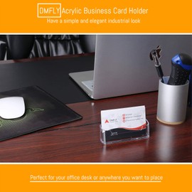 2 Pack Acrylic Business Card Holder for Desk, Large Capacity Clear Plastic Business Cards Display Holders Stand, Fits 30-50 Business Cards