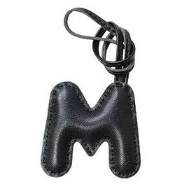 Fuerxy Initial Keychain, Fashion Leather Letter Bag Charms for Handbags Bag Accessories Purse Charms (Black-M)