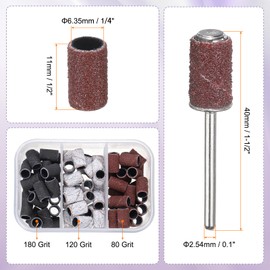 HARFINGTON 76pcs Small Sanding Bands 80/120/180 Grit for Nail Drill Bits Mini Sanding Band with 2.35mm Mandrel for Nails Gel Manicures