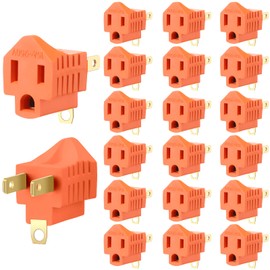 20 Pieces 3 Prong to 2 Prong Adapter Polarized Grounding Converter Grounding Converter Outlet Adapter for Wall Outlets Plugs Household Appliances(Orange)