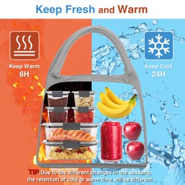 Minicoco Lunch Bag,Insulated Lunch Bags for Women Lunch Cool Bag Leak-Proof Portable Thermal Lunch Bags for Men Girls Children Lunch Organizer for Work, School, Picnic