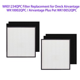 2 Set WK01234QPC Replacement Filter for Oreck WK10002QPC and Airvantage Plus Pet WK10052QPC Air Purifier, 2 Pack H13 True HEPA Filter + 4 Pack High Efficiency Carbon Filter
