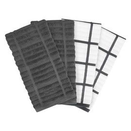 All-Clad Solid & Coordinate Kitchen Towels: Highly Absorbent, Super Soft Long Lasting - 100% Cotton, 17"x30" Tea Towels for Cleaning & Drying Dishes, Pans, Glassware, or Countertops, (4-Pack), Pewter