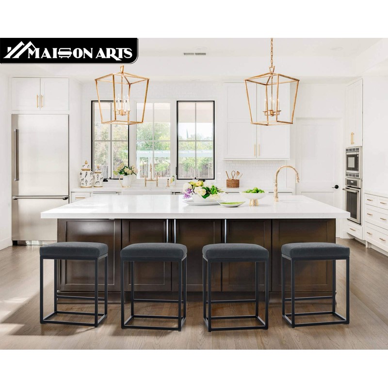 MAISON ARTS White Counter Height 24" Bar Stool for Kitchen