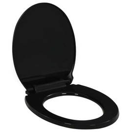 "vidaXL Soft-Close Toilet Seat in Black Polypropylene, Quick-Release Design and Durable Construction - Ideal for Home, Restaurants, and Hotels"