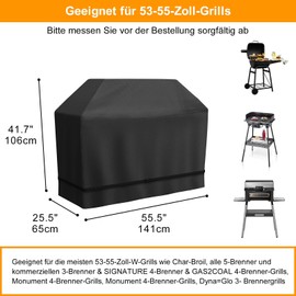 Grill cover, gas grill cover, 55 inches, grill cover with adjustable straps for Weber, Genesis, Charbroil