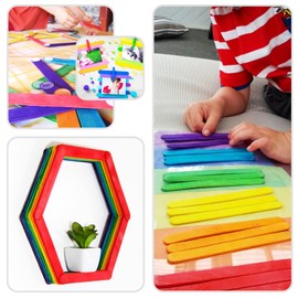 WISYOK WISYOK 1000 Pcs 6 Colored Jumbo Craft Sticks, Wooden Rainbow Popsicle Sticks, Wide Lollipop Sticks, Ice Pop Sticks, Great for DIY Craft Creative Designs and Children Education, Home Art Projects