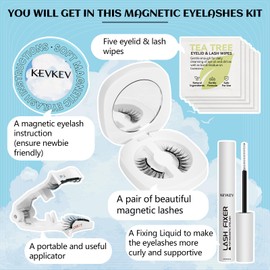 KevKev Magnetic Eyelashes Natural Look Magnetic Lashes Kit Soft Magnets False Eyelashes with Applicator Lash Fixer Reusable No Glue Needed Magnetic Eyelashes Kit Easy to Wear and Remove Readily