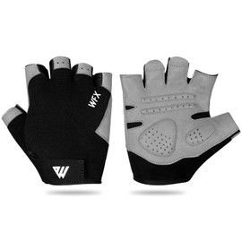 WESTWOOD FOX Gym Gloves Fitness Training Anti Slip Shock-Absorbing Weight Lifting Gloves Padded Grip Breathable Fingerless Workout Support for Men Women Cycling Exercise (Without Wristband, XL)