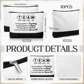 Paterr 12 Sets Employee Appreciation Gifts Bulk for Women Makeup Bags with Zipper and Mini Compact Mirrors for Teacher Nurse (Team)