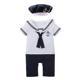 Lito Angels Sailor Costume Clothing Fancy Dress Romper with Hat for Baby Boys Size 9-12 Months 80, White
