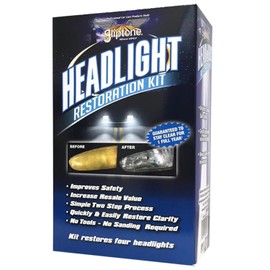 Gliptone Headlight Restoration Kit, No Sanding or Tools Required, Restores 4 Headlights, Improves Night Visibility & Safety, UV Protection, Clear Poly Coating, Easy 2-Step Process, 7-Piece Kit