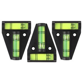 3 Mini Spirit Levels, Small Bubble Level Tool for Caravan, Campervan, Furniture, and Camera Tripods, Black
