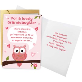 Spercy Cute Valentines Day Card for Granddaughter, Poem Valentines Card for Granddaughter, Valentines Day Gifts from Grandma Grandpa, For A Lovely Granddaughter