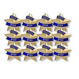 SHOP AWARDS AND GIFTS Rock Star Award Enamel Lapel Pins for Student Honor Appreciation Achievement Reward School Teacher Supplies, Bulk Pack of 12, Poly Bagged, 7/8 Inch