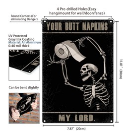 Funny Skull Bathroom Wall Art Decor Your Butt Napkin My Lord Vintage Metal Tin Sign for Home Bar Toilets Novelty Gifts 8x12 Inch (2547)
