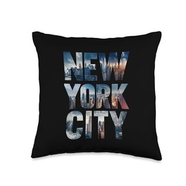 Nyc Travel Enthusiasts Vertical Collage Photo Style Throw Pillow