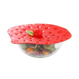 Charles Viancin - Strawberry Silicone Lid for Food Storage and Cooking - 9''/23cm - Airtight Seal on Any Smooth Rim Surface - BPA-Free - Oven, Microwave, Freezer, Stovetop and Dishwasher Safe