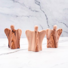 Hand carved Olive Wood Angel from the Holy Land - Exquisitely crafted, this beautiful angel brings peace and serenity to your home decor