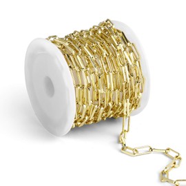 ALEXCRAFT 24 Feet Gold Chain Plated Link Chain Metal Chain Oval Curb Chain Paper Clip Chain Bulk for DIY Jewellery Necklace, 2 x 6 mm