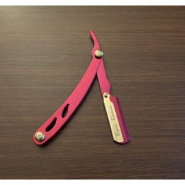 Unisex Pink and Gold Barber Straight Edge Razor Hair Cutting Mustache, Beard, Eyebrows