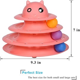 EarthPETS Catstages Tower, Interactive 3-Tier Cat Track Toy with 6 Spinning Balls in Box, Cat Fun Durable Toy, for All Breed of Cats, Catty Self-Entertainment Toys, Blue