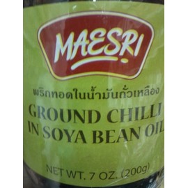 Ground Chilli in Soya Bean Oil by MaeSri Brand , 7 Oz