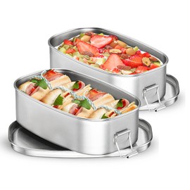 Dailyart Brotdose Edelstahl, 2er Set Metall Brotdose Klein Lunchbox, Praktische Brotzeitbox Vesperdose Spülmaschinenfest Nachhaltig Plastikfrei Bento Box für Erwachsene, Schule, Picknick