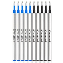 Pemmeed Rollerball Pen Refills Work for Original for G5/G6/G8 Pens, Parker Waterman Compatible Pen Refills, Gel Ink Metal Standard Size Fine Point 0.7mm(5black +5blue) (Pack of 10)
