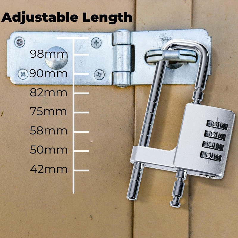 Hiceeden U Shaped Cabinet Combination Lock, 4 Digit Stainless Steel