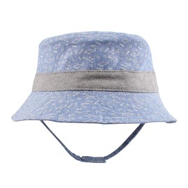 JANGANNSA Summer Baby Boys Hat Sun Protect Bucket Hat for Girls Wide Brim Cotton Beach Cap (Blue Small Fish, L)