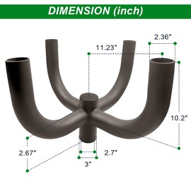 90 Degree Quad Bullhorn Tenon Adapter for 4 Light Fixtures with 2 3/8" Slip Fitter, Mounting Bracket LED Parking Lot Light, Outdoor Shoebox LED Street Pole Light, Dark Bronze