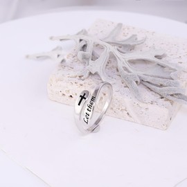 AMBCESSER 925 Sterling Silver Inspirational Adjustable Rings - Personality Encouragement Jewelry Gift For Women (Let Them)