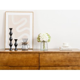 Wracra Hydrangeas Floral Arrangement in Glass Vase, Fake Flowers Silk Hydrangea Artificial Flowers with Vase for Home Office Decoration, Dining Table Centerpiece(Green)