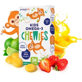 Omega 3 Gummies - Ultra-High DHA Chewable Gel Gummy - Omega 3 for Kids Supports Brain & Eye Health - Sugar-Free Natural Fruit Flavor - Kids Omega 3 Fish Oil Gummies (30 Count)