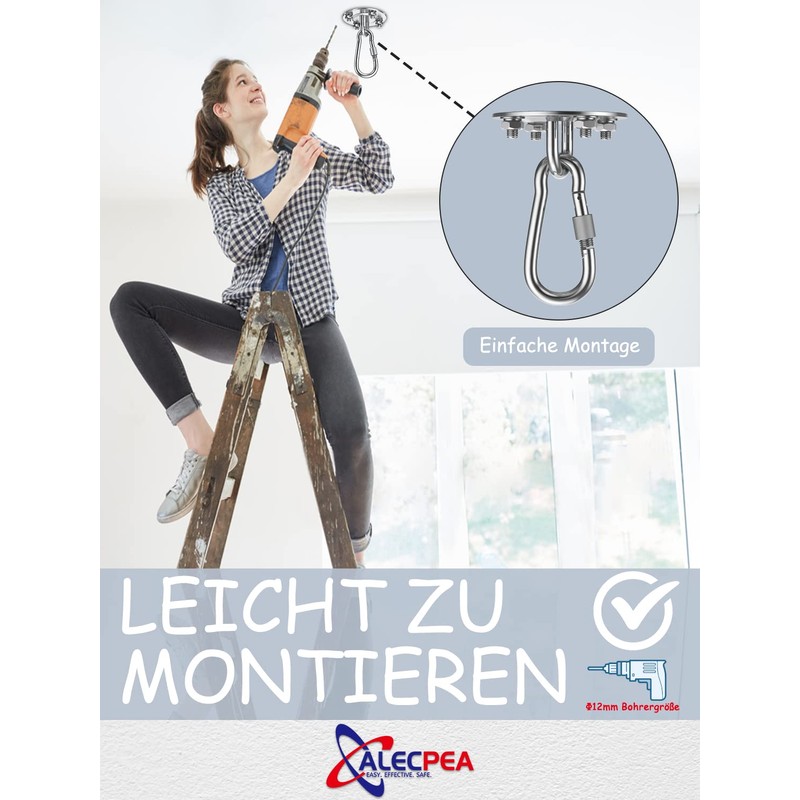ALECPEA Stainless steel ceiling hook for punching bags, 400 kg
