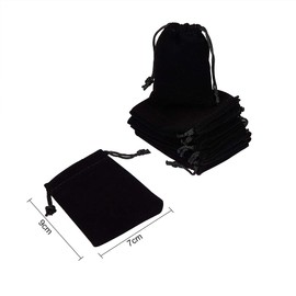 NBEADS 50 Pcs Velvet Bags Drawstring Gift Bag Jewellery Pouches Candy Bags Wedding Favor Bags for Jewelry Storage, Black, 9x7cm