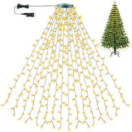 Luces para Árbol de Navidad,400 LED Luces de Anillo para Interiores y Exteriores,Decorar el Árbol de Navidad, 1,75m 16 Luces de Cadena,8 Modos de Iluminación, Decoración Navideña (Amarillo)