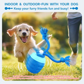 Huimpet Interactive Dog Toys, [2025 Newly Upgraded] Interactive Dog Ball for Medium/Large Dogs, Automatic Moving Dogs Toy Wicked Ball for Boredom & Training, Play Music, USB Rechargeable(Blue)
