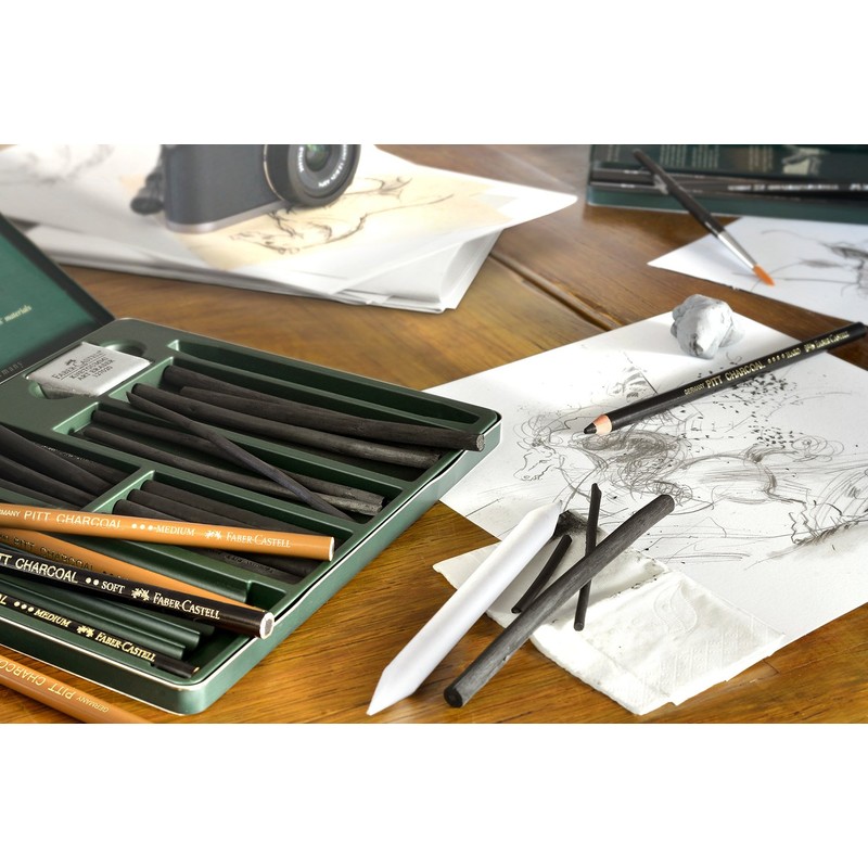 Faber-Castell Hard Compressed Pitt Charcoal Stick - Black