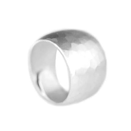 SUGARKITTEN LONDON Sterling Silver Hammered Wide Dome Wrap Statement Ring K - T (UK K - M)