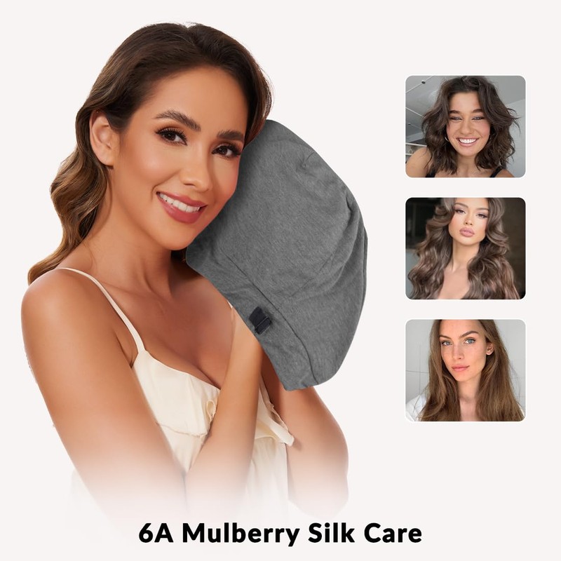 100% Mulberry Silk Bonnet for Sleeping Women Men, Real Silk