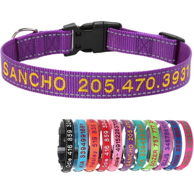 Collar de Perro Nylon Reflectante con Nombre Personalizado Collar Perro