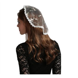 Leimandy Chapel Cap Embroidery Head Covering Christian Veil Chapel Veil V49 (Light Color)