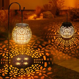 BrizLabs Solar Lantern for Outdoors, Pack of 2 Balcony Solar Lamp Outdoor Garden Lantern Hanging Solar Lights Waterproof IP65 for Garden Walkway Patio Patio Porch Lawn Yard Christmas, Warm White